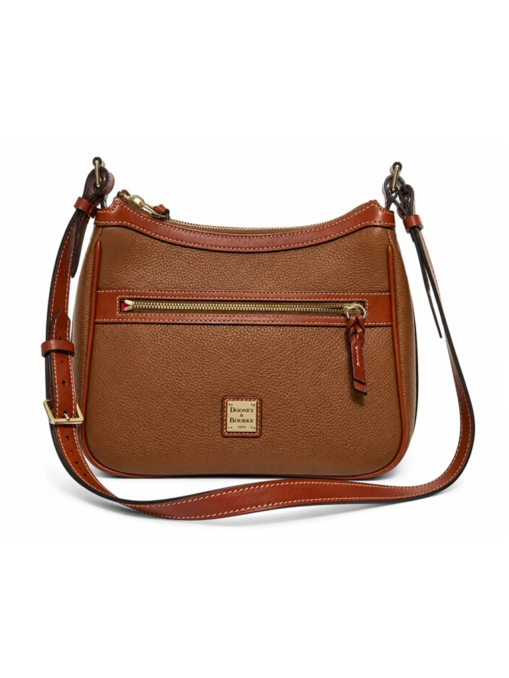 Dooney & Bourke 1975 Pebbled Leather Crossbody Shoulder Bag Brown Red